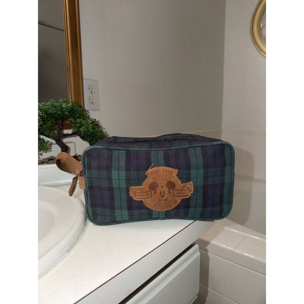 Vintage Mickey Mouse Plaid Toiletry/Make Up Bag Est. 1928 Disney